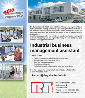job offer trainee industrial business management assistant