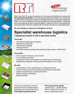 we are hiring specialist warehouse logistics (m/f/d)