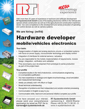 job offer Hardware developer mobile / vehicles electronics