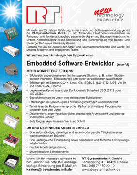 Anzeige Embedded Softwareentwickler 