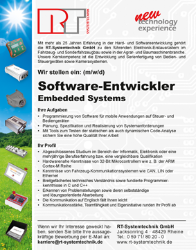 Anzeige Softwareentwickler Embedded Systems