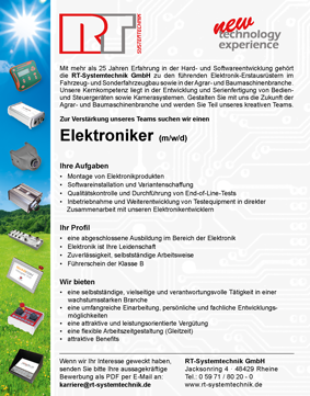 Wir stellen ein (m/w): Elektroniker