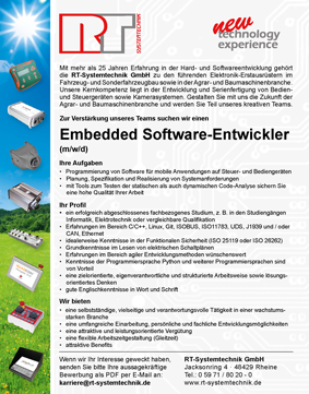 Anzeige Embedded Software-Entwickler