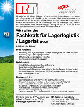 Anzeige Fachkraft für Lagerlogistik